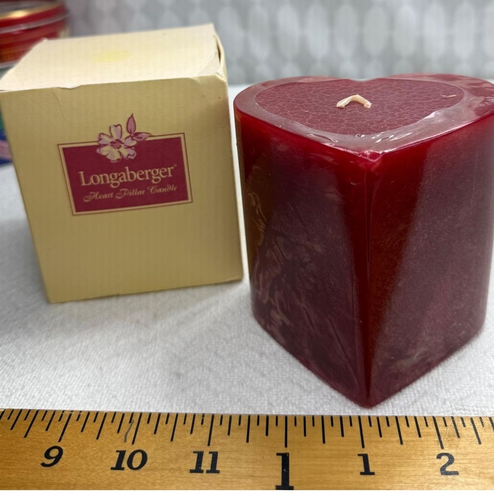 Longaberger Heart Pillar Candle‎ Floral Bouquet Red With Box Vintage